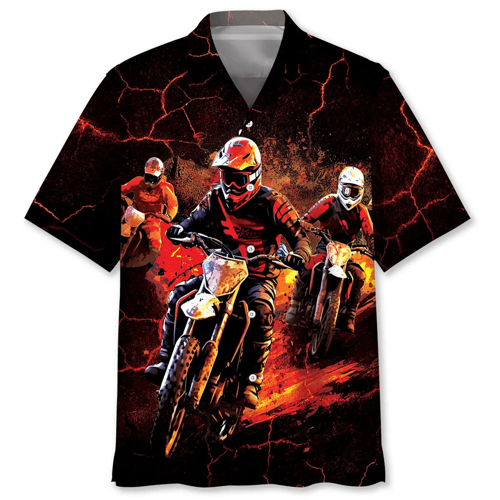 Hawaiian Shirt / Adults / S Red Dirt Bike Racing Hawaiian Shirt