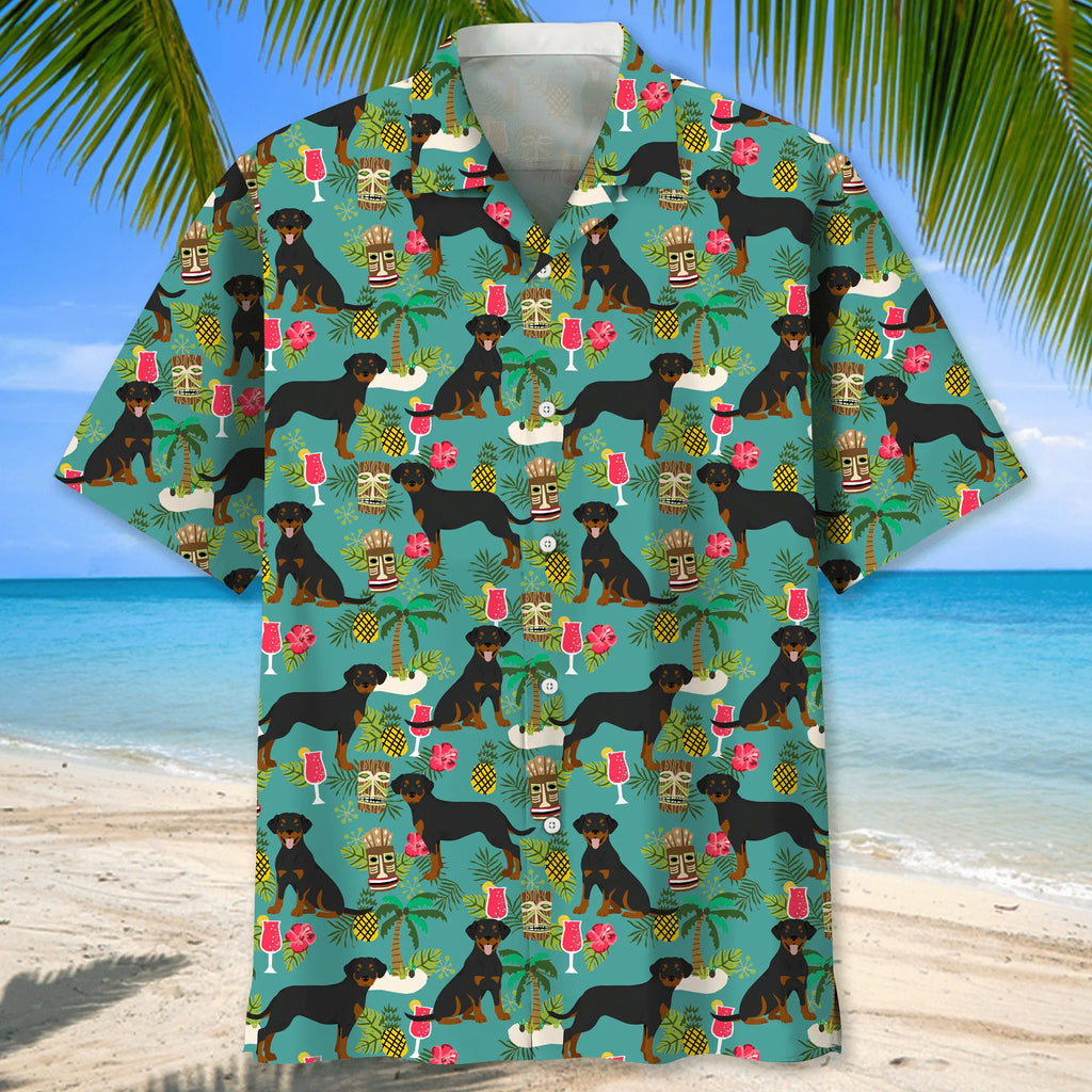 Rottweiler Hawaiian Beach Hawaiian Shirt