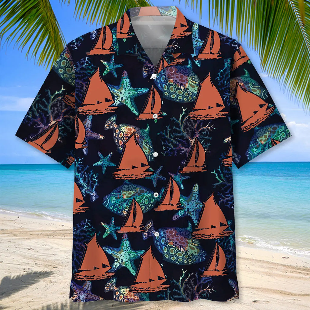 Sailing Coral Hawaiian Shirt