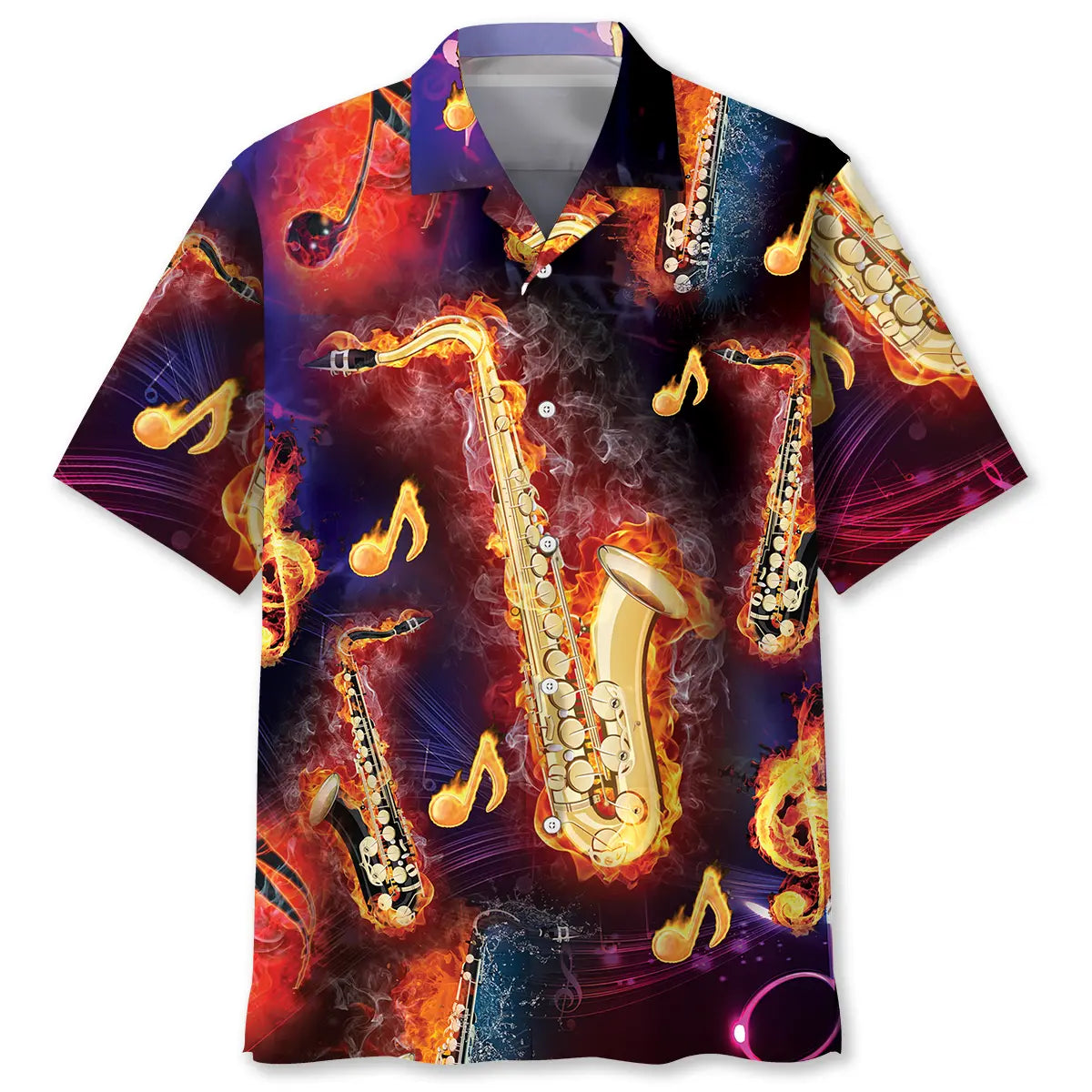 Hawaiian Shirt / Adults / S Saxophone Colorful Hawaiian Shirt