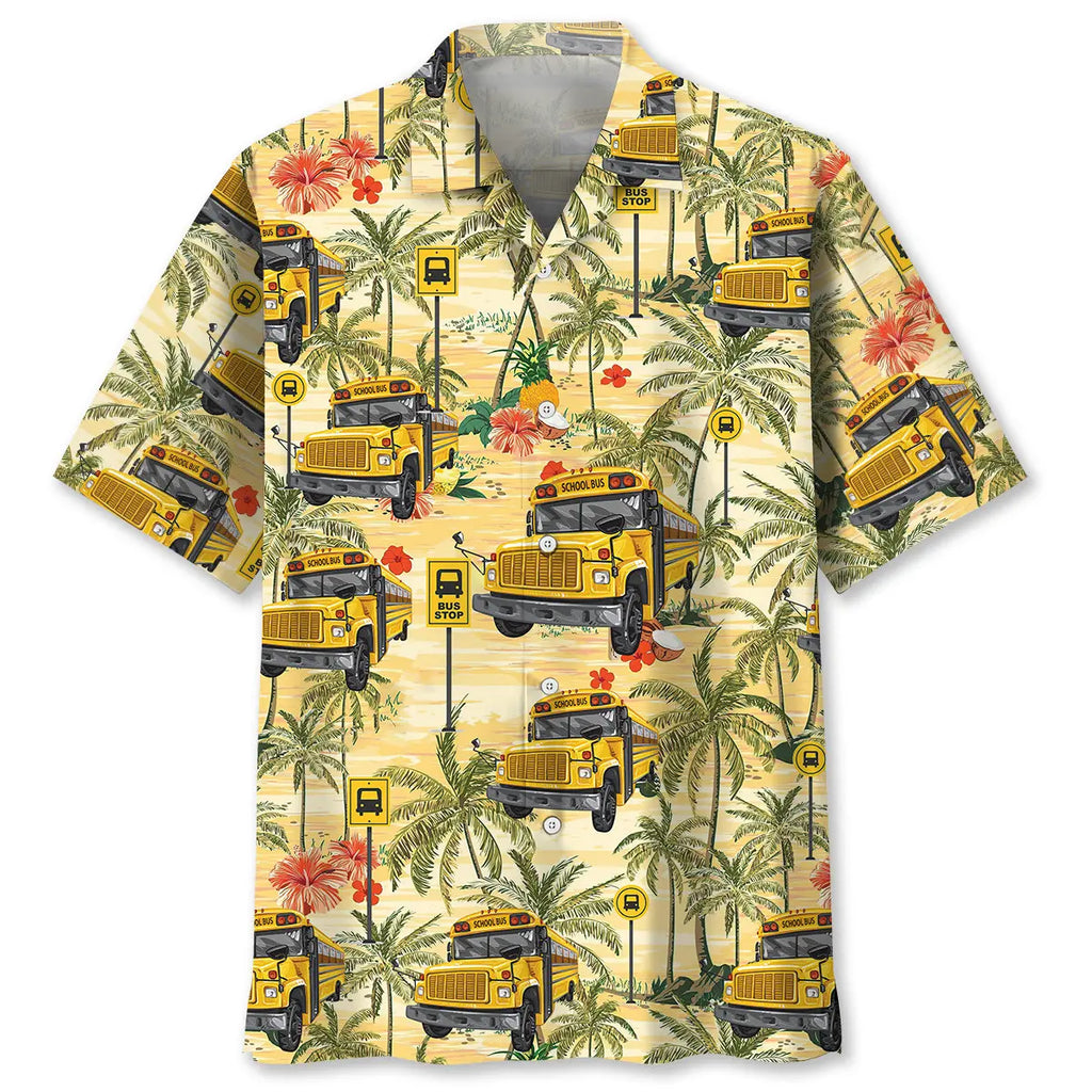 Hawaiian Shirt / Adults / S School Bus Coconut Hawaiian Shirt