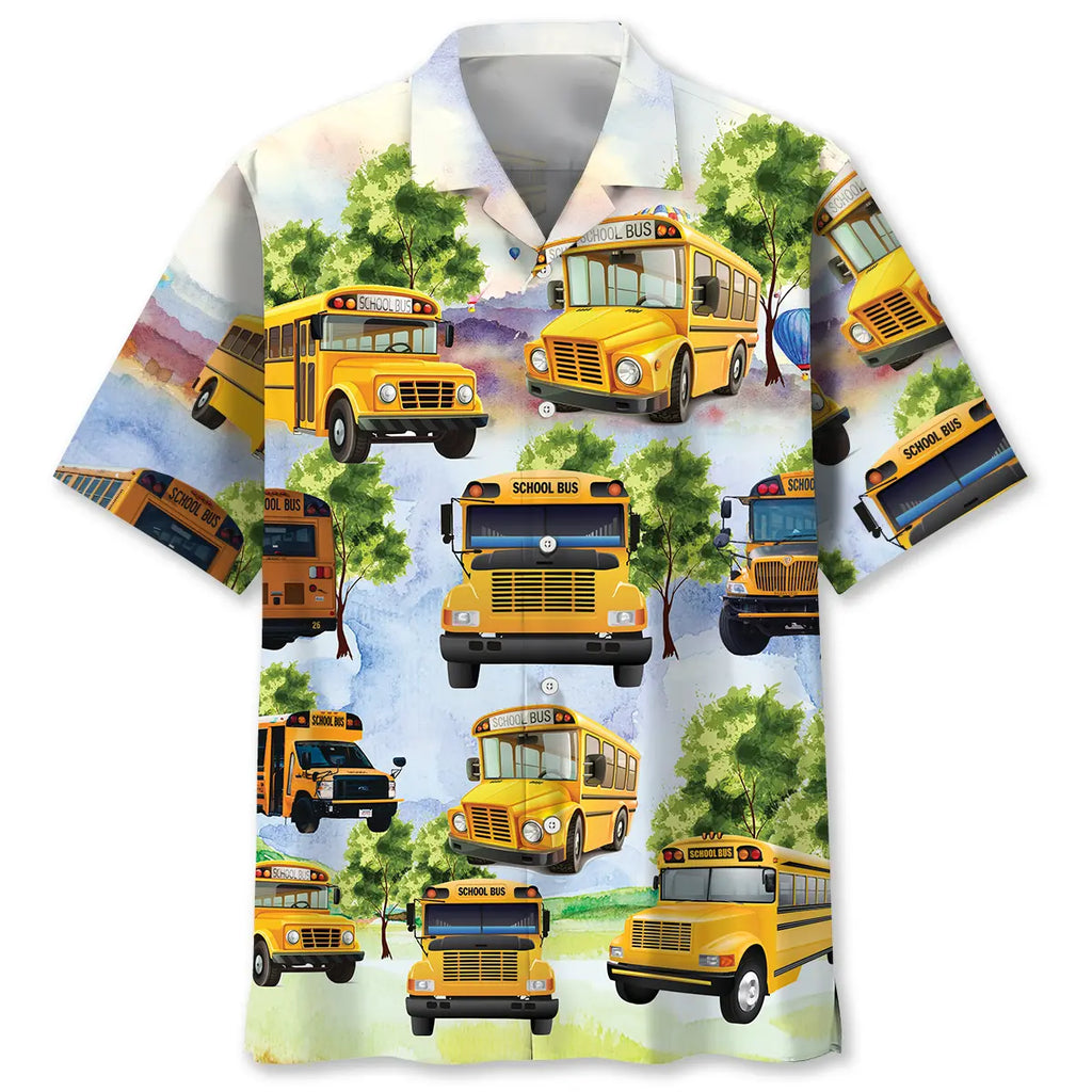 Hawaiian Shirt / Adults / S School Bus Hawaiian Shirt