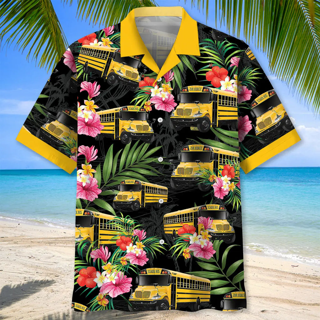 School Bus Nature Hawaiian Shirt