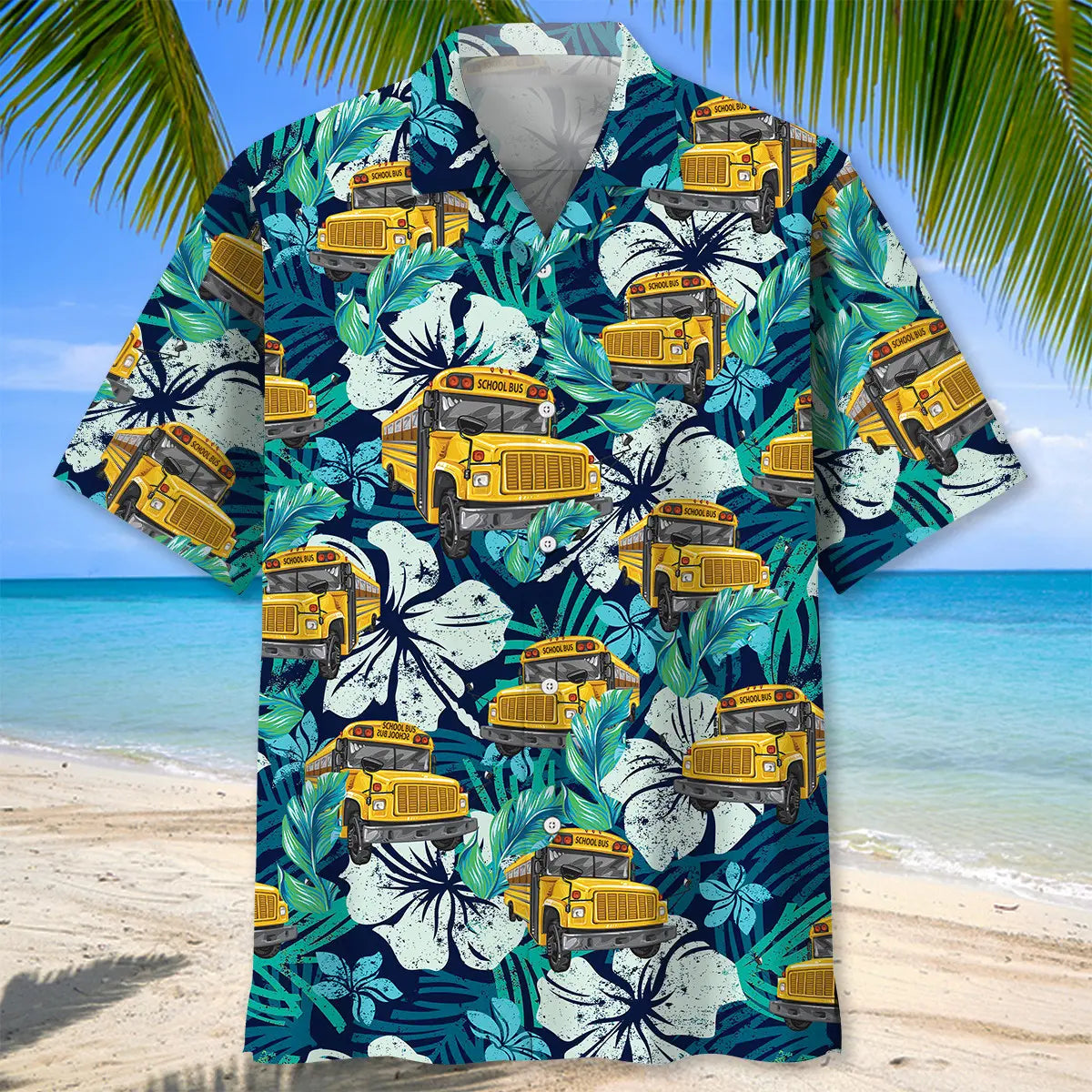 School Bus Tropical Hawaiian Shirt