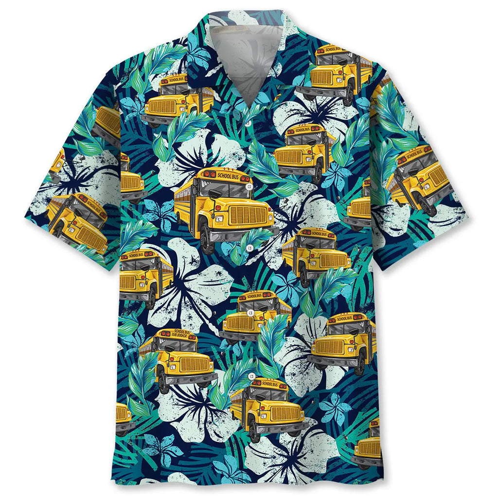 Hawaiian Shirt / Adults / S School Bus Tropical Hawaiian Shirt