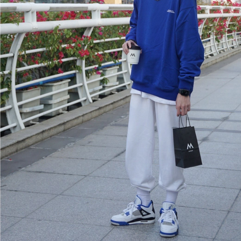 Air Jordan 4 Retro 'Motorsports' In White And Blue 308497-117
