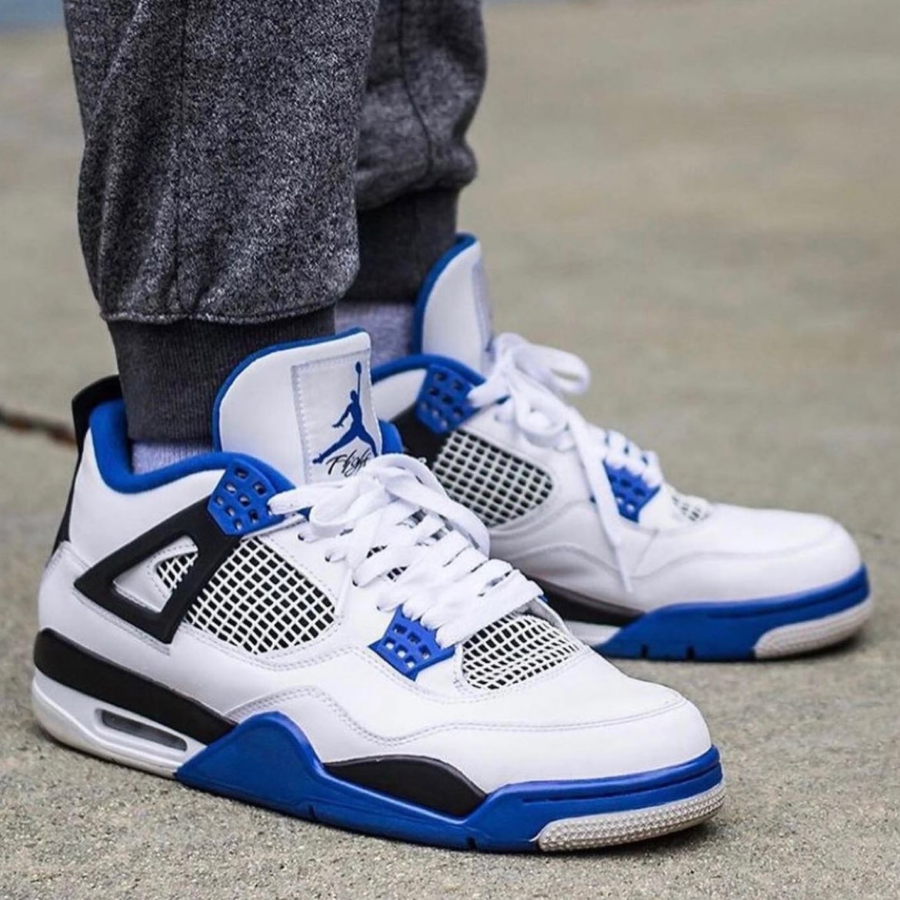 Air Jordan 4 Retro 'Motorsports' In White And Blue 308497-117