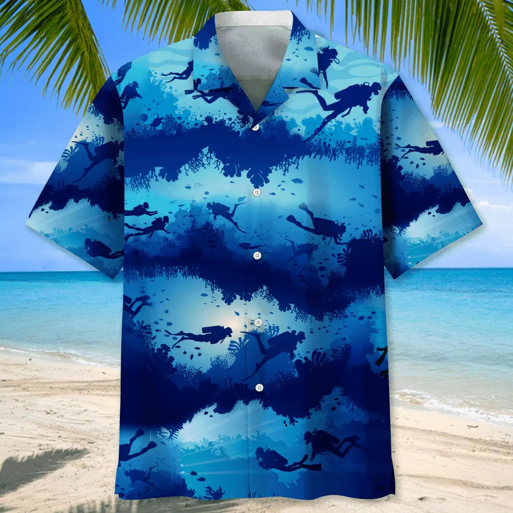 Scuba Diving Beach Hawaiian Shirt