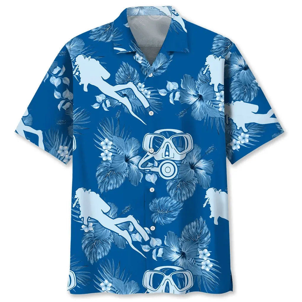 Hawaiian Shirt / Adults / S Scuba Diving Blue Hawaiian Shirt