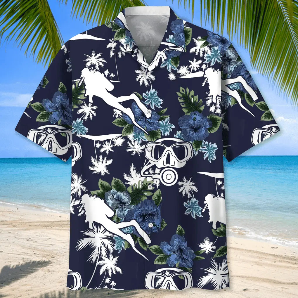 Scuba Diving Blue Nature Hawaiian Shirt