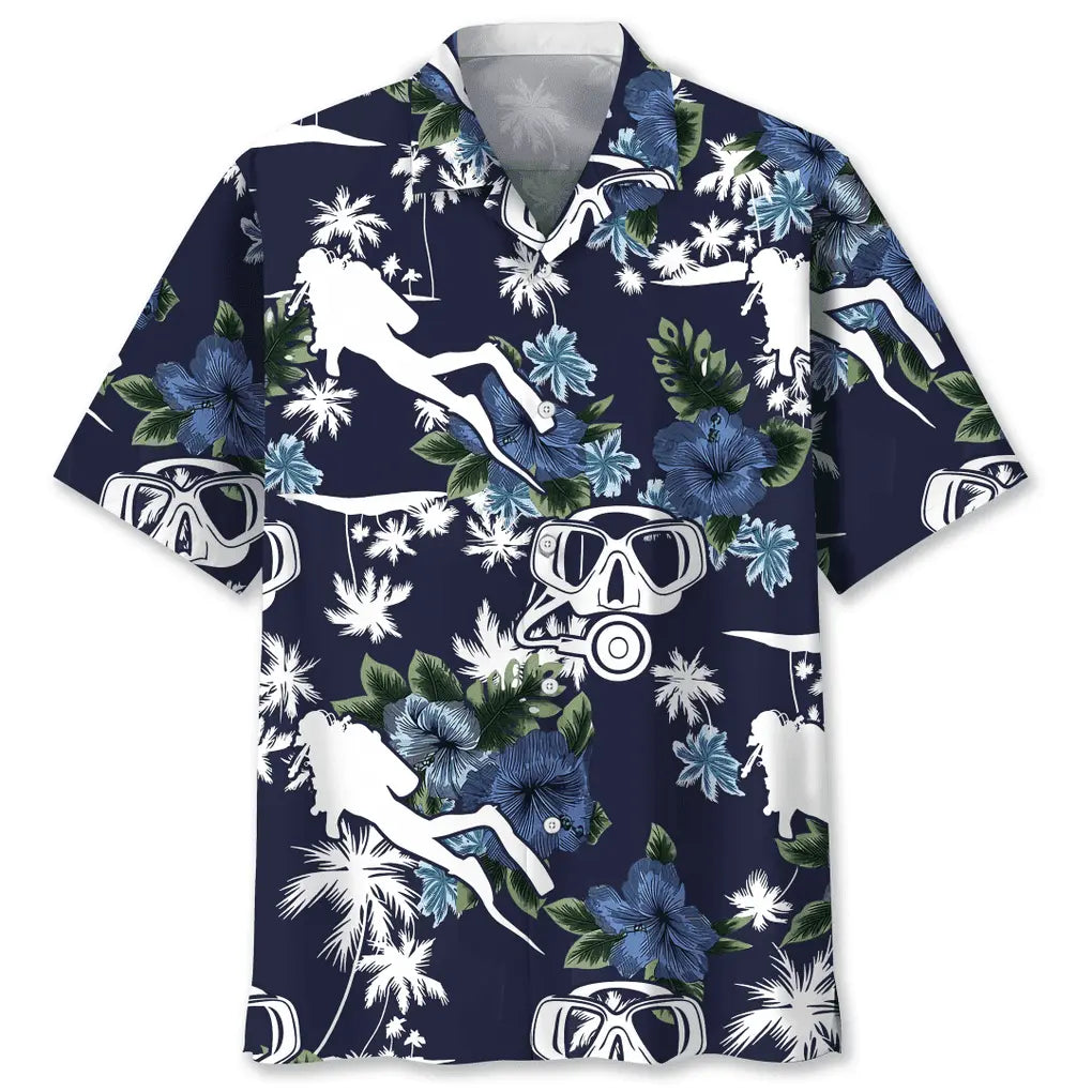 Hawaiian Shirt / Adults / S Scuba Diving Blue Nature Hawaiian Shirt