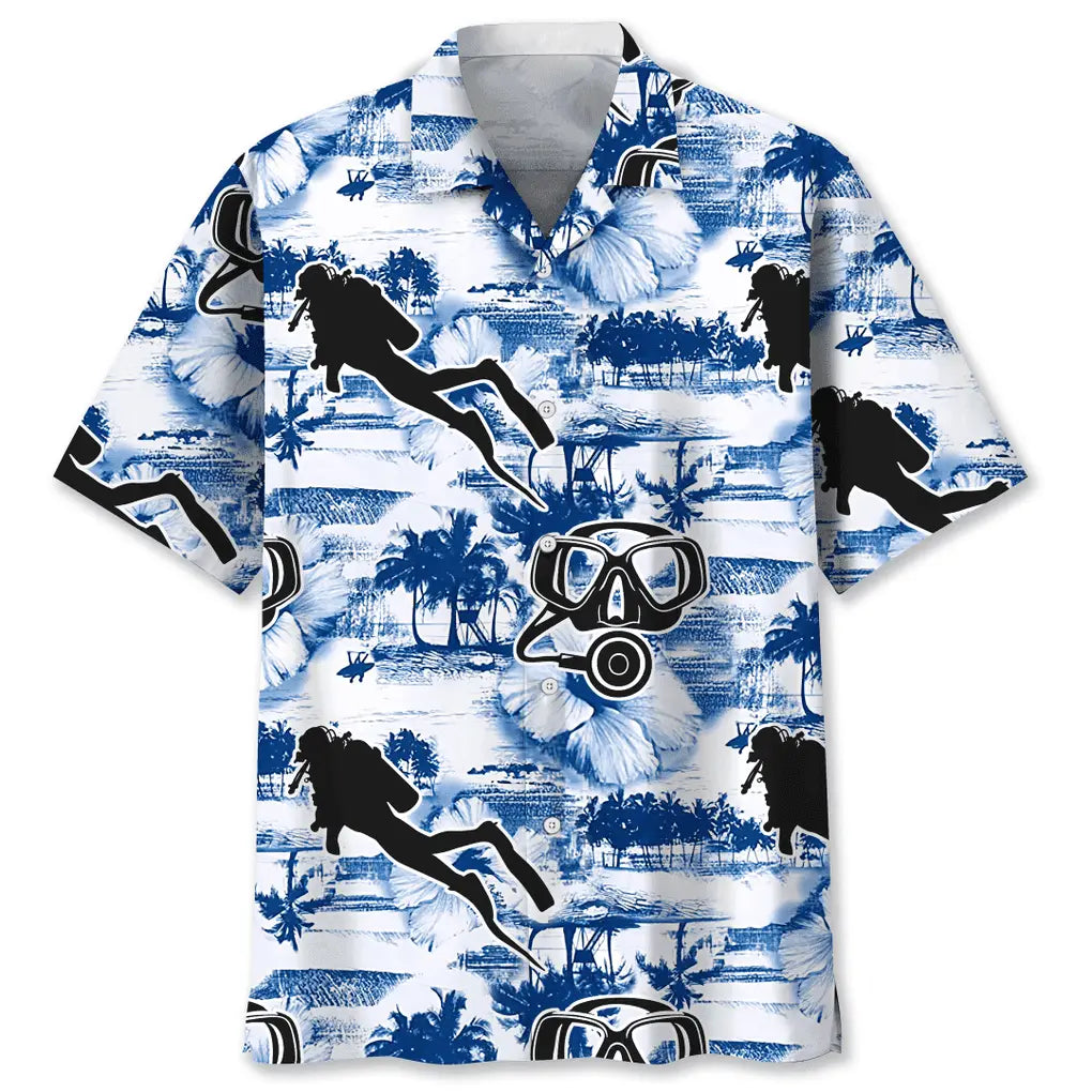 Hawaiian Shirt / Adults / S Scuba Diving Blue Nature Hawaiian Shirt