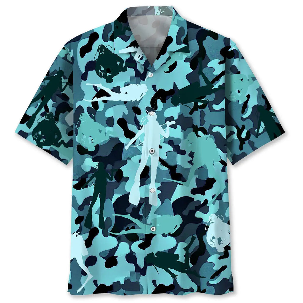Hawaiian Shirt / Adults / S Scuba Diving Camo Hawaiian Shirt