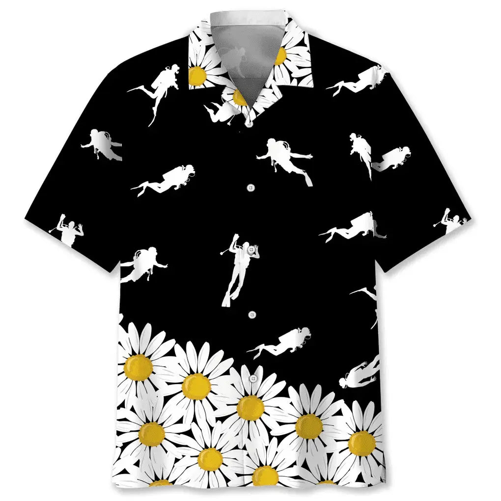 Hawaiian Shirt / Adults / S Scuba Diving Daisy Flower Hawaiian Shirt