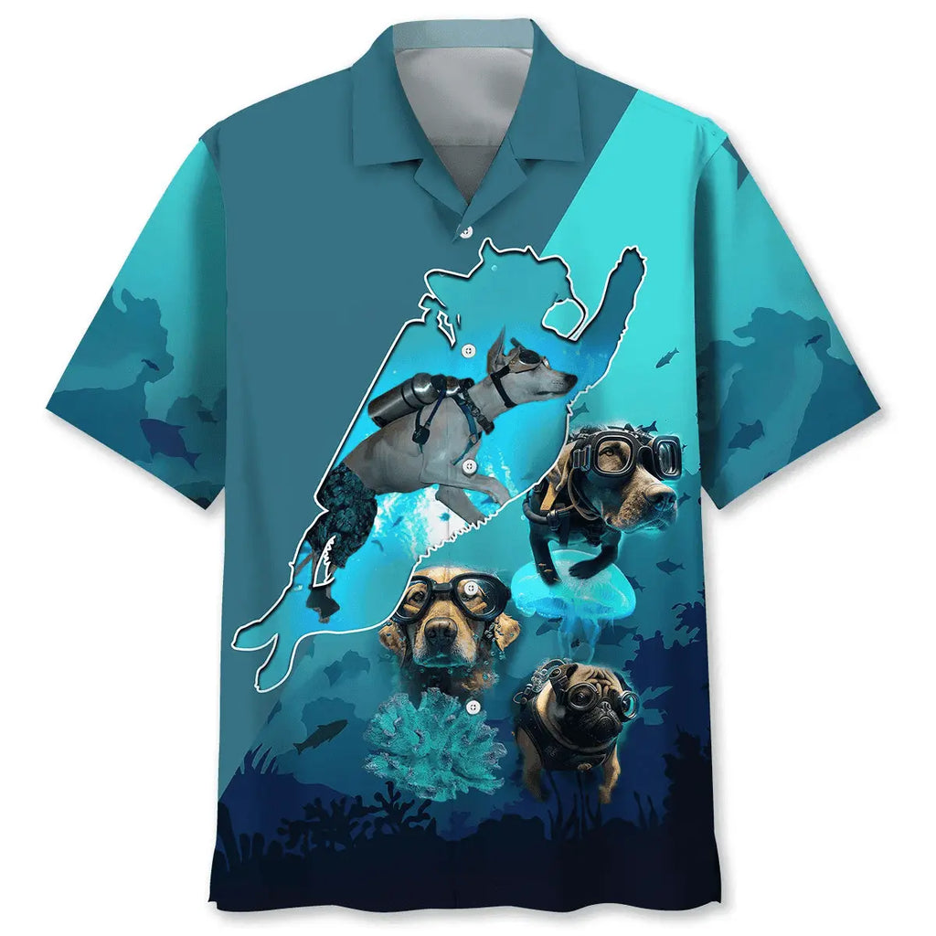 Hawaiian Shirt / Adults / S Scuba Diving Dog Dive Hawaiian Shirt