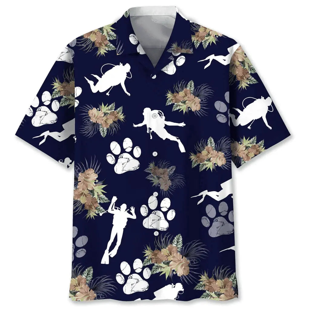 Hawaiian Shirt / Adults / S Scuba Diving Dog Tropical Hawaiian Shirt