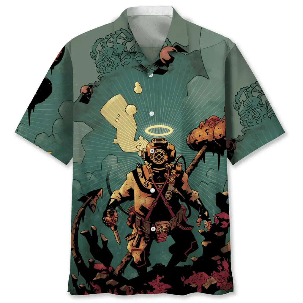 Hawaiian Shirt / Adults / S Scuba Diving Gray Hawaiian Shirt