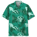 Hawaiian Shirt / Adults / S Scuba Diving Kelly Green Hawaiian Shirt