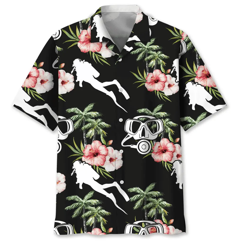 Hawaiian Shirt / Adults / S Scuba Diving Nature Flower Hawaiian Shirt