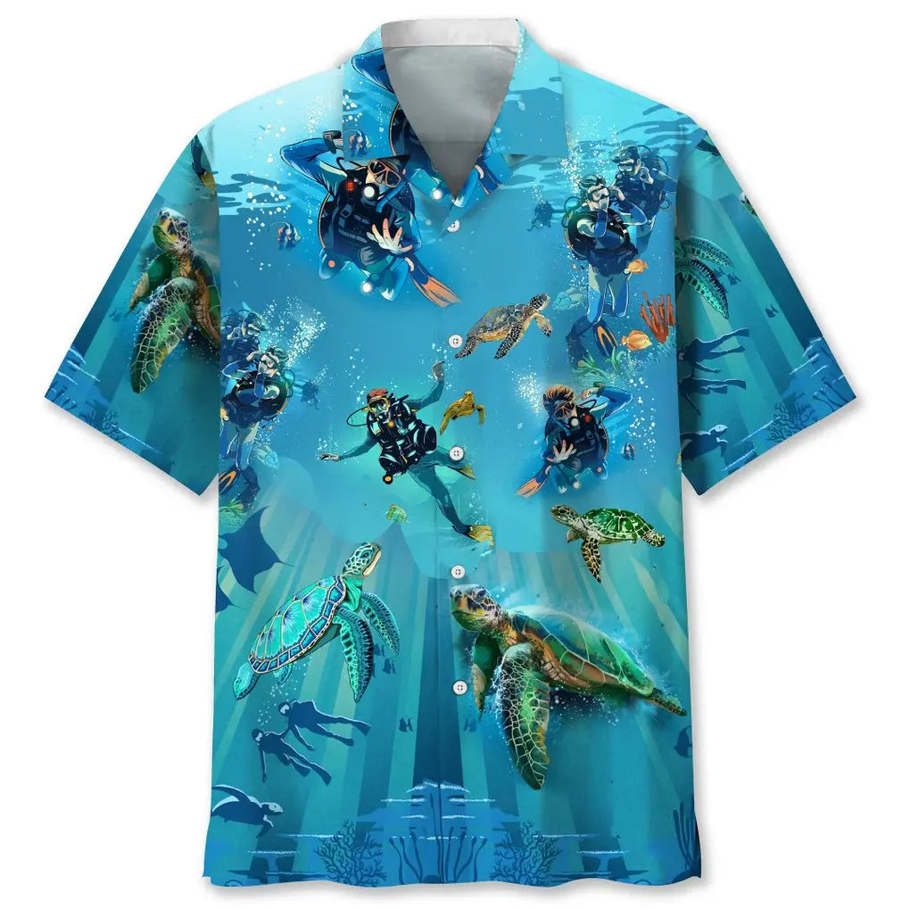 Hawaiian Shirt / Adults / S Scuba Diving Turtle Hawaiian Shirt