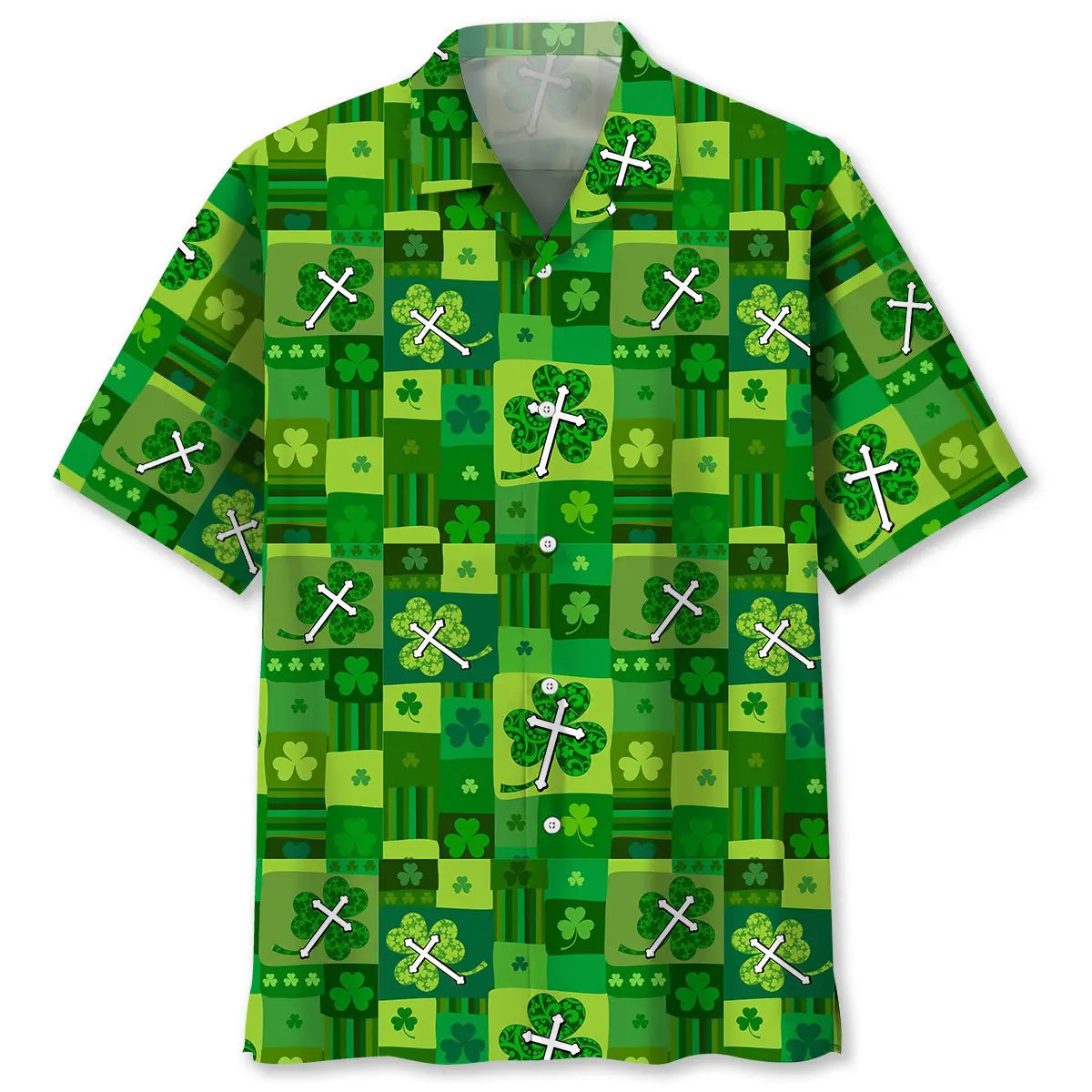 Hawaiian Shirt / Adults / S Shamrock Cross Irish St.Patrick Day Hawaiian Shirt
