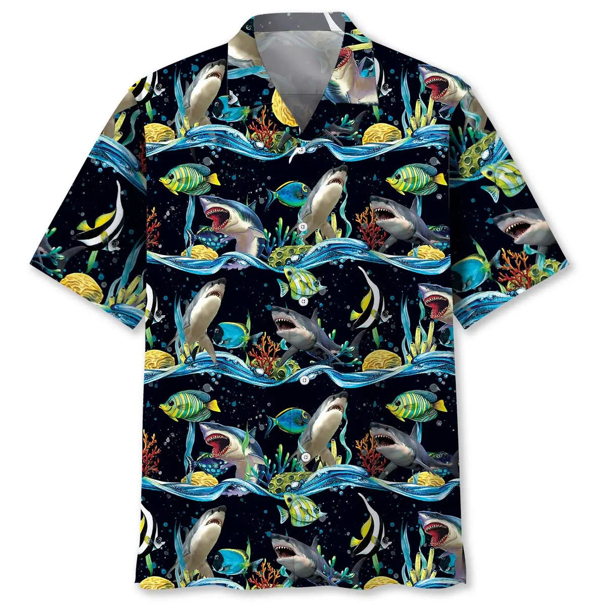 Hawaiian Shirt / Adults / S Shark Under Sea Hawaiian Shirt
