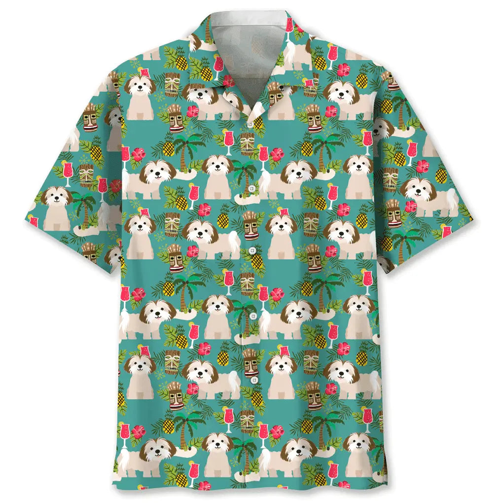 Hawaiian Shirt / Adults / S Shih Tzu Hawaiian Beach Hawaiian Shirt