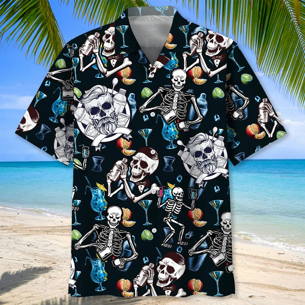 Skeleton Bartender Hawaiian Shirt