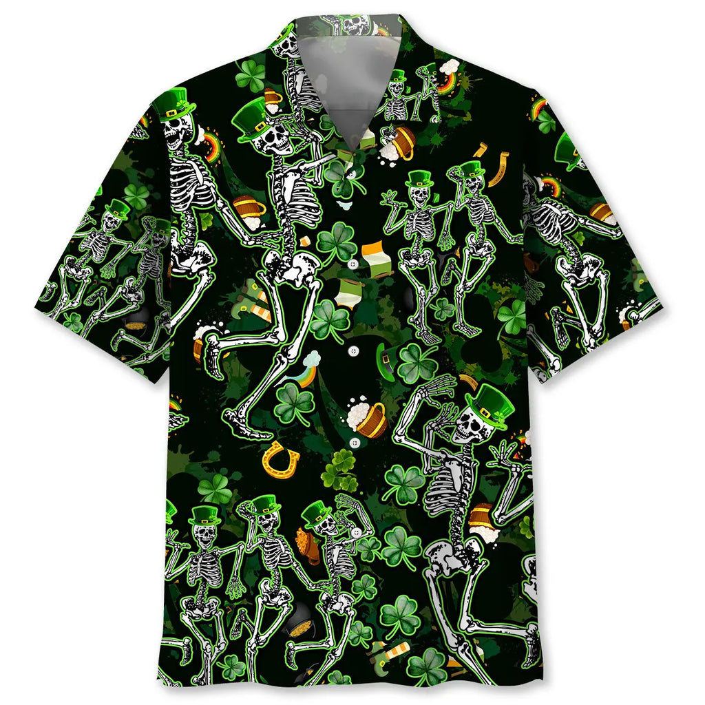 Hawaiian Shirt / Adults / S Skeleton Irish St.Patrick Day Hawaiian Shirt