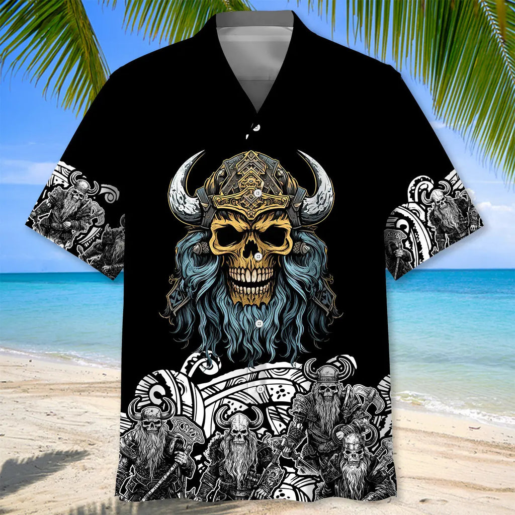 Skeleton Viking Warrior Hawaiian Shirt