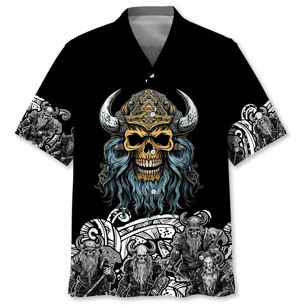 Hawaiian Shirt / Adults / S Skeleton Viking Warrior Hawaiian Shirt