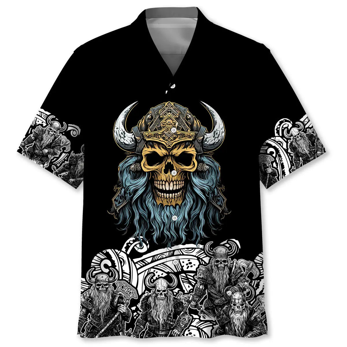 Hawaiian Shirt / Adults / S Skeleton Viking Warrior Hawaiian Shirt