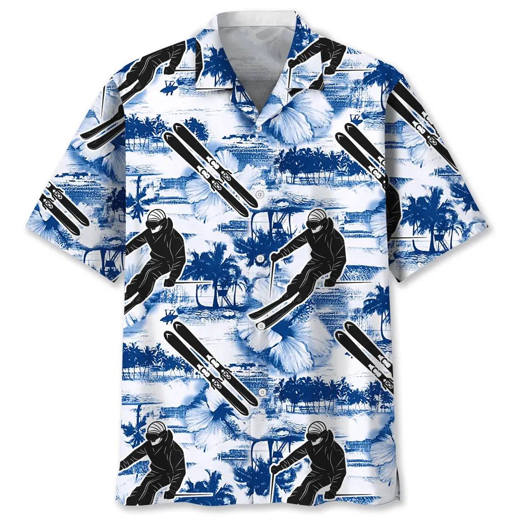 Hawaiian Shirt / Adults / S Skiing Blue Nature Hawaiian Shirt
