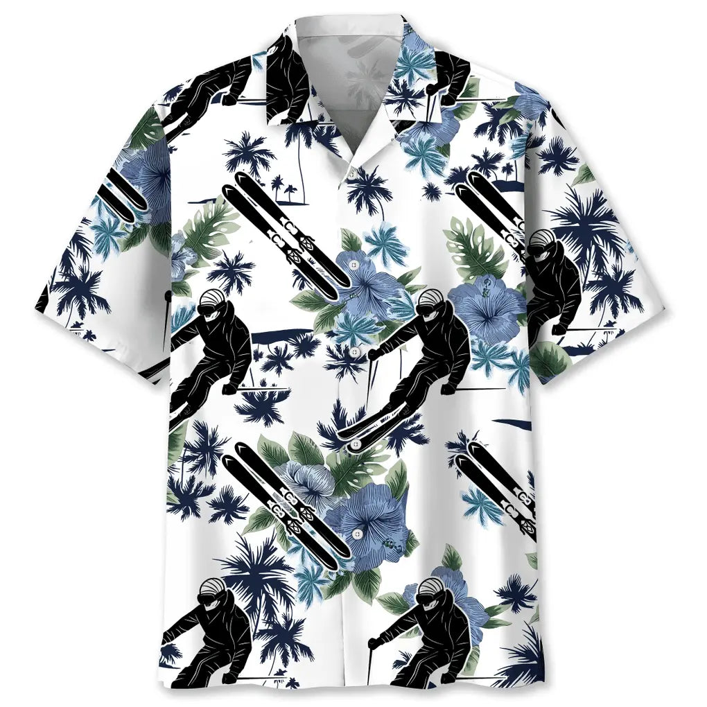 Hawaiian Shirt / Adults / S Skiing White Nature Hawaiian Shirt