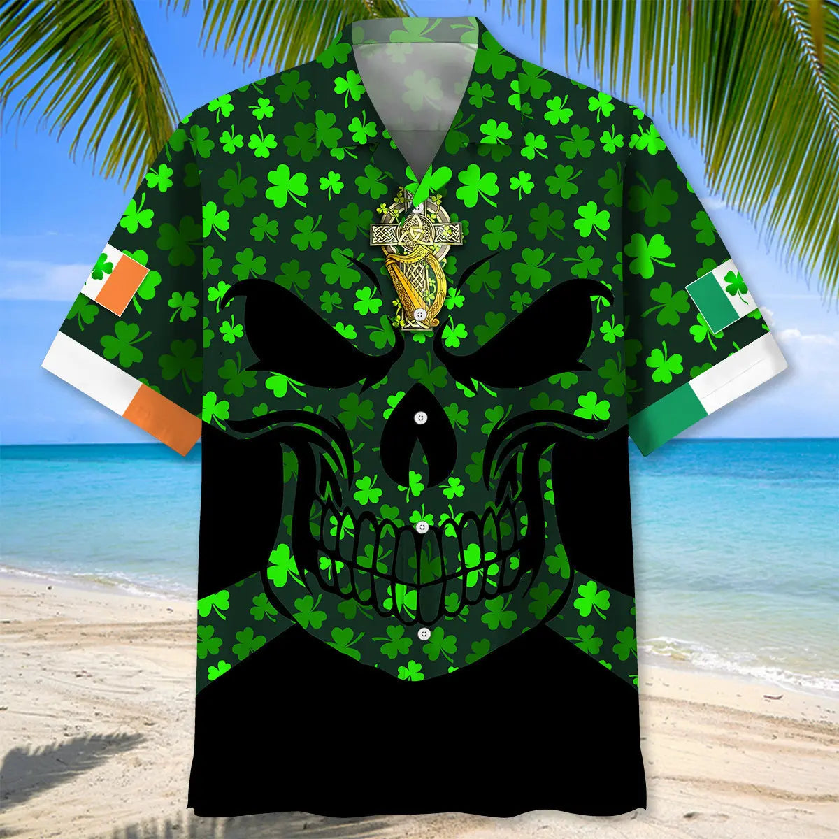 Skull Green St.Patrick Day Hawaiian Shirt