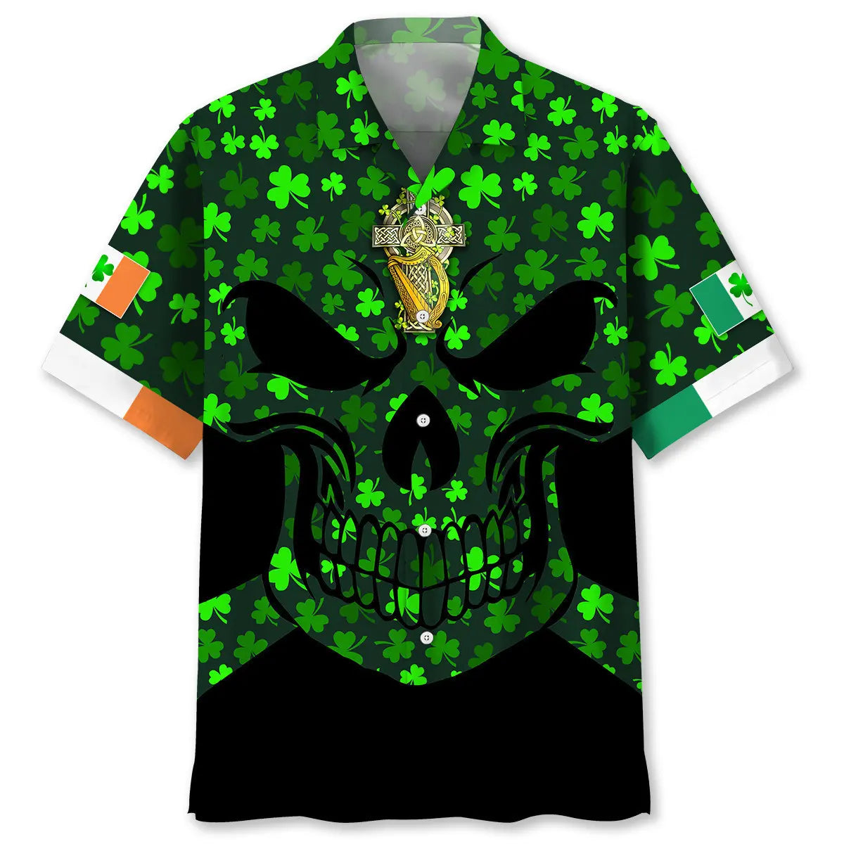 Hawaiian Shirt / Adults / S Skull Green St.Patrick Day Hawaiian Shirt