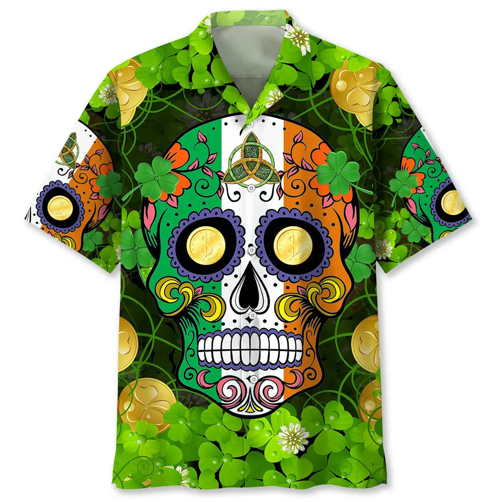 Hawaiian Shirt / Adults / S Skull Irish St.Patrick Day Hawaiian Shirt