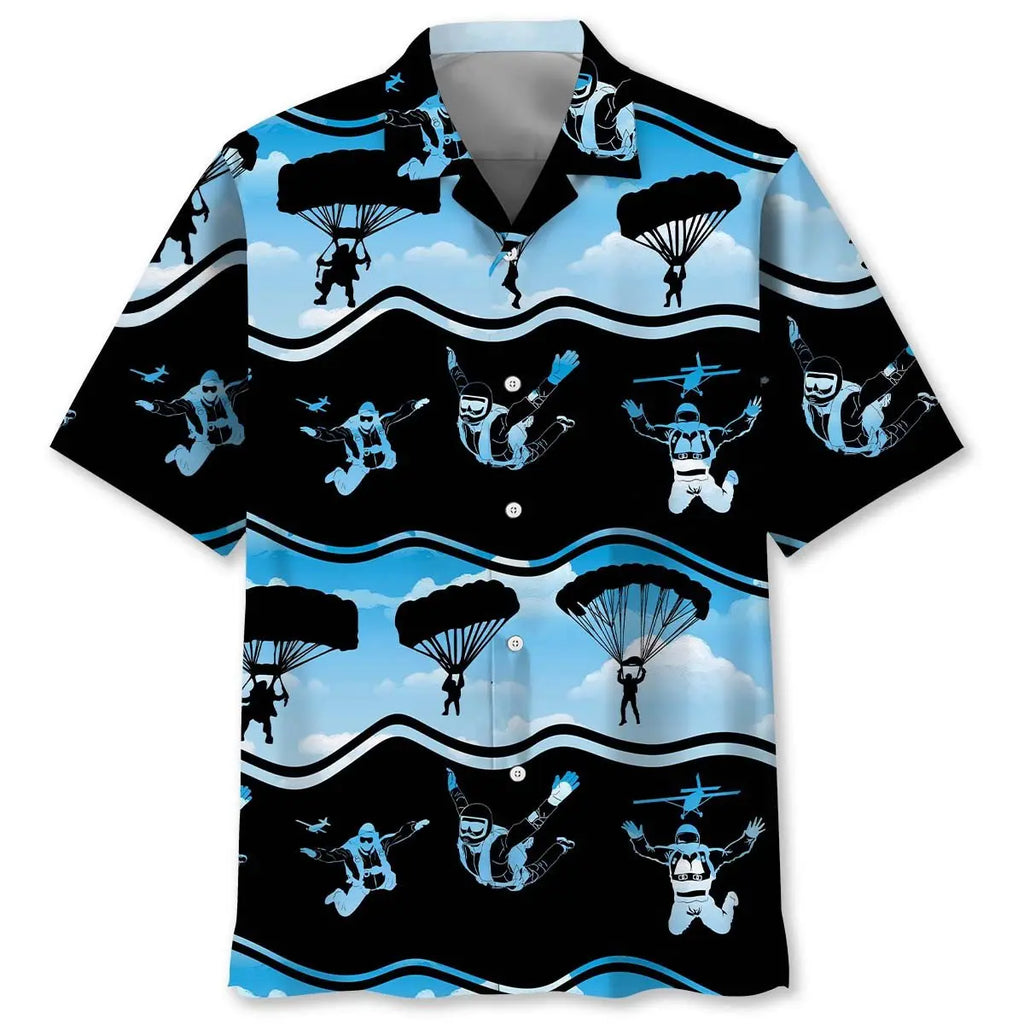 Hawaiian Shirt / Adults / S Skydiving Blue Hawaiian Shirt