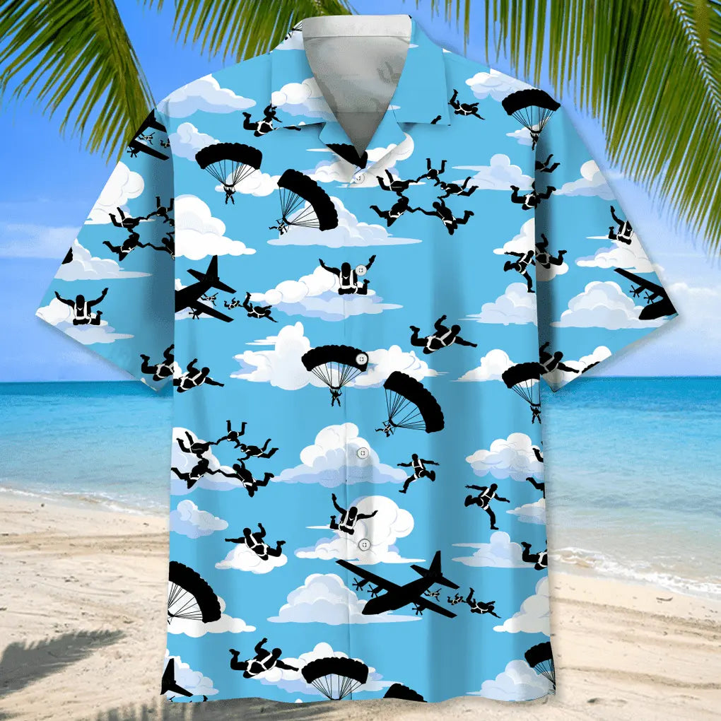 Skydiving Blue Sky Hawaiian Shirt