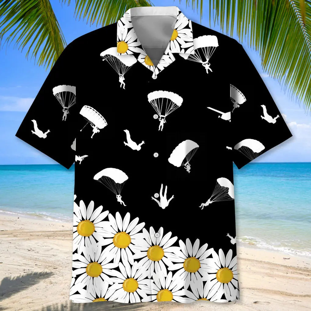 Skydiving Daisy Flower Hawaiian Shirt