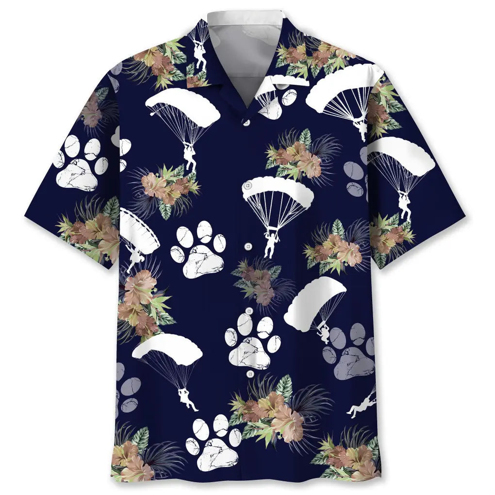 Hawaiian Shirt / Adults / S Skydiving Dog Tropical Hawaiian Shirt