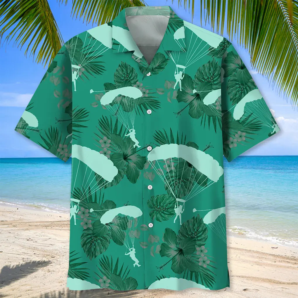 Skydiving Kelly Green Hawaiian Shirt