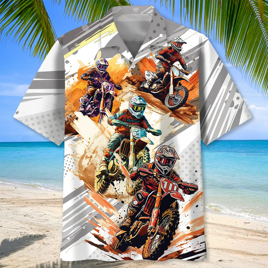 Sport Dirt Bike Racing Style Hawaiian Shirt