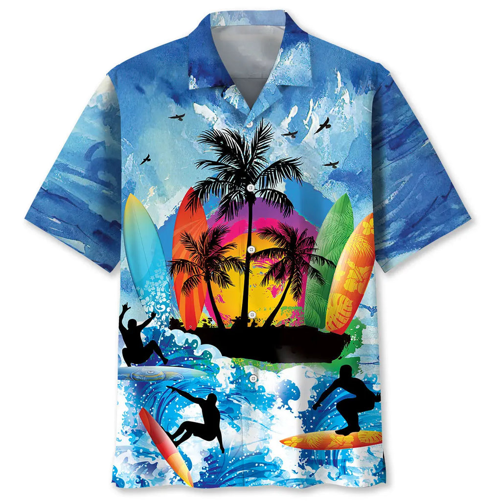 Hawaiian Shirt / Adults / S Surfing Beach Hawaiian Shirt