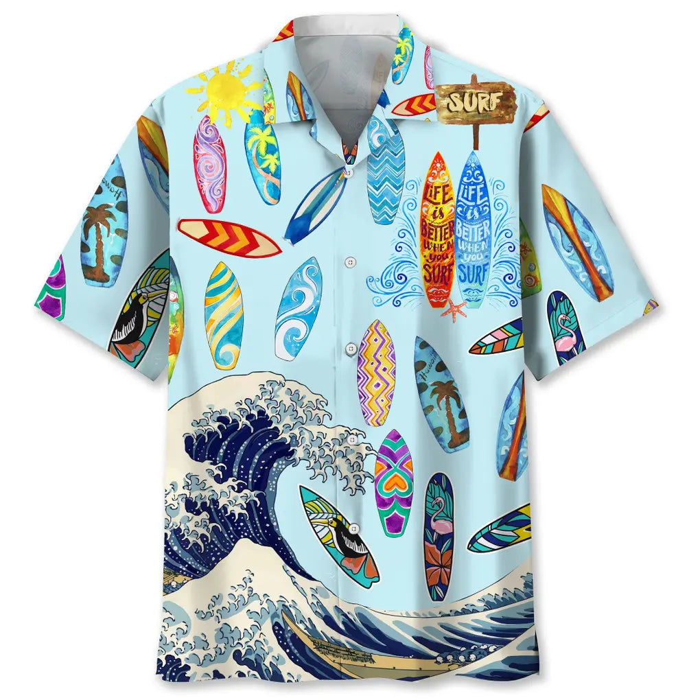 Hawaiian Shirt / Adults / S Surfing Blue Lovers Hawaiian Shirt