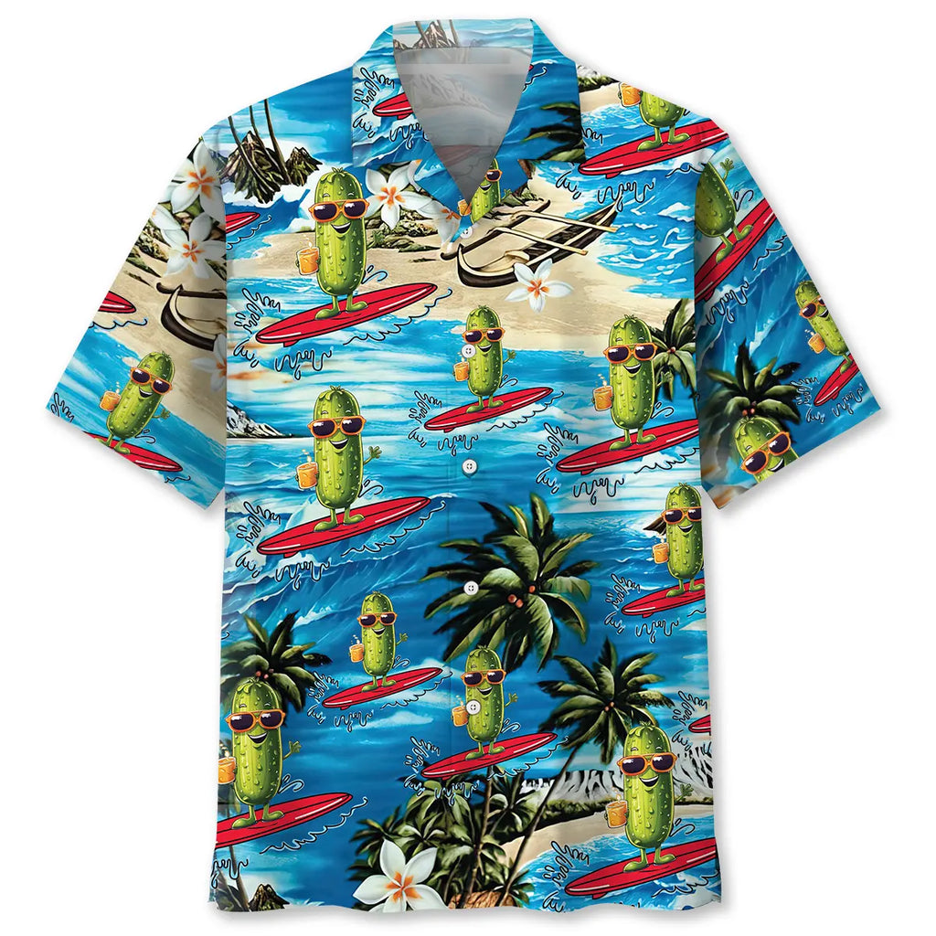 Hawaiian Shirt / Adults / S Surfing Pickle Hawaiian Shirt