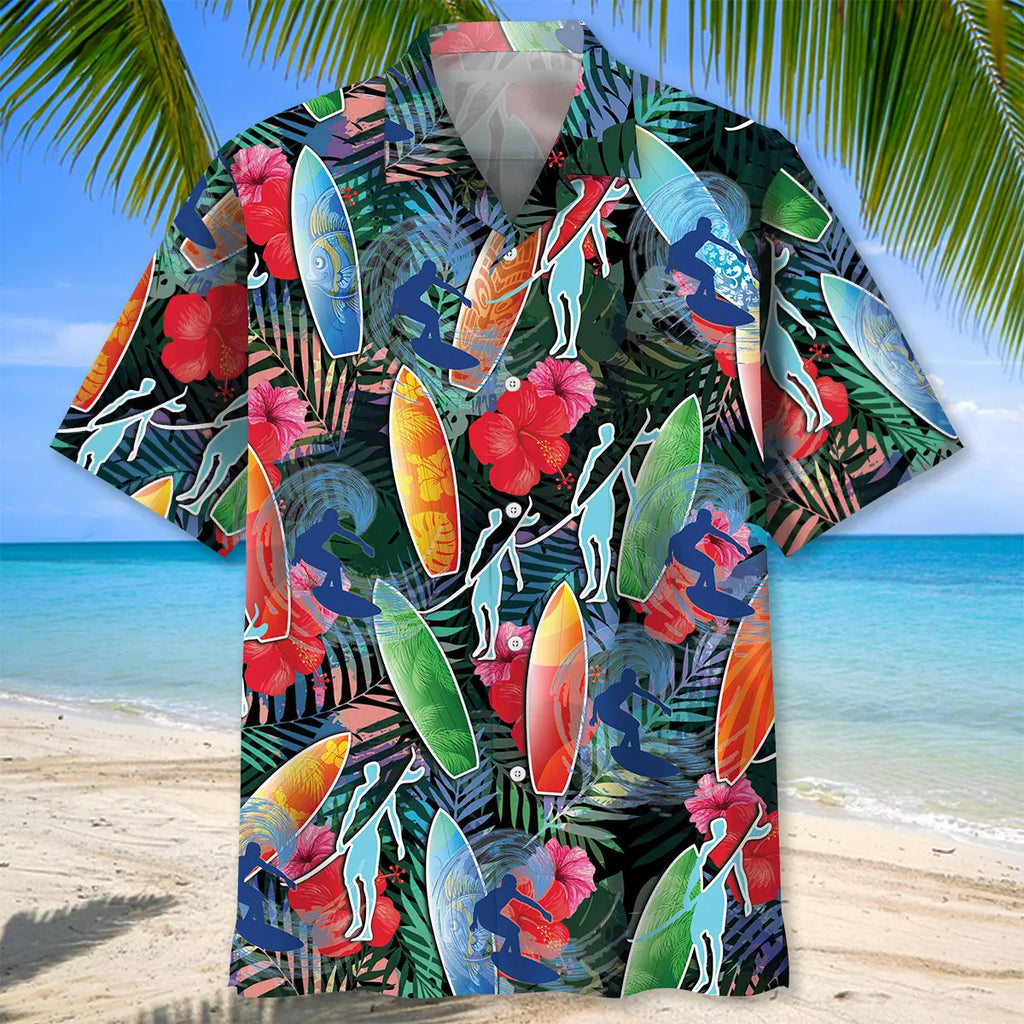 Surfing Tropical Hawaiian Shirt