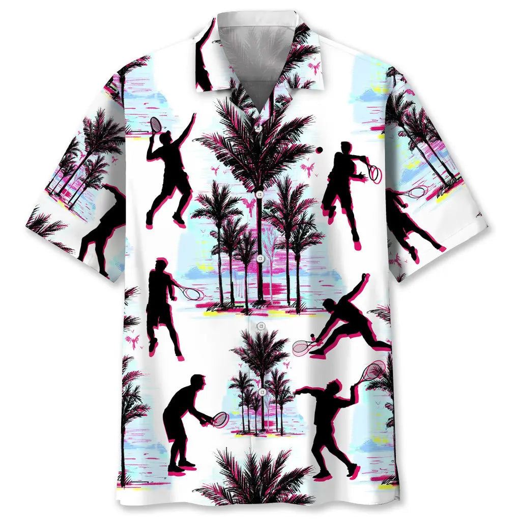 Hawaiian Shirt / Adults / S Tennis Abstract Background Hawaiian Shirt
