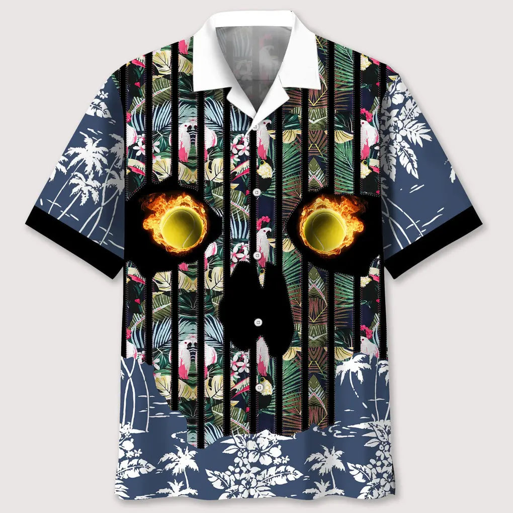Hawaiian Shirt / Adults / S Tennis Flower Skull Hawaiian Shirt