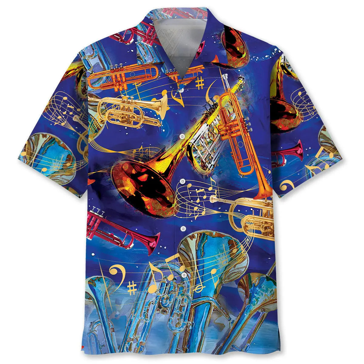 Hawaiian Shirt / Adults / S Tropical Blue Trumpet Hawaiian Shirt